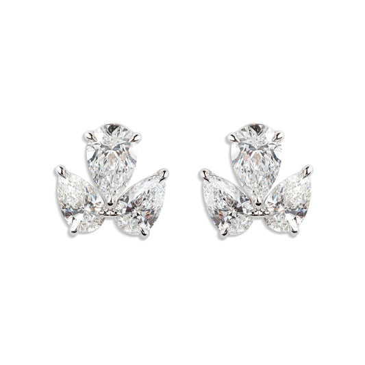 Elegant Three Pear-Shaped Diamond Earrings