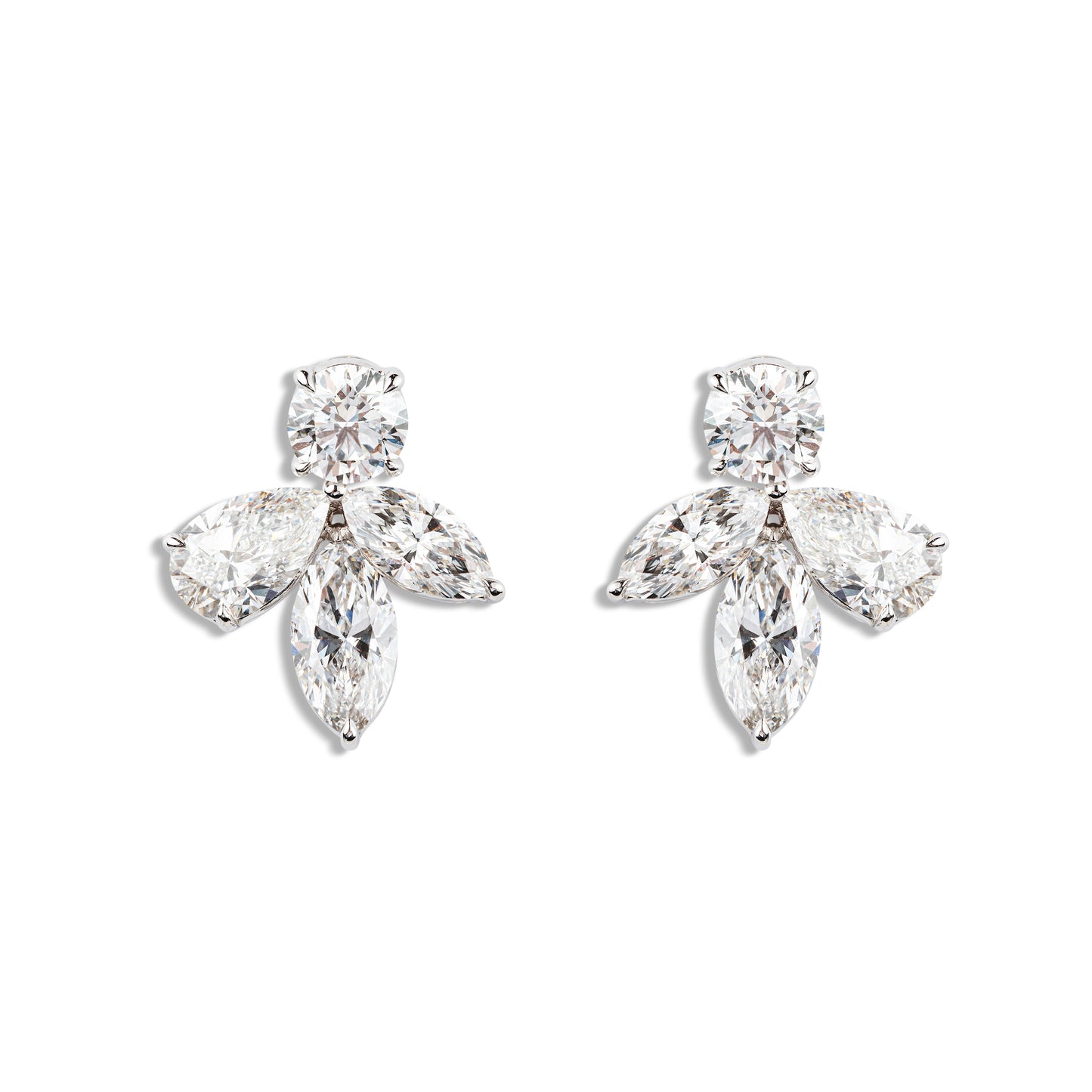 Diamond Earrings with Marquise and Round Diamonds