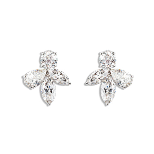 Diamond Earrings with Marquise and Round Diamonds