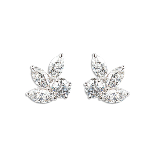 Marquise & Diamond Stud Earrings