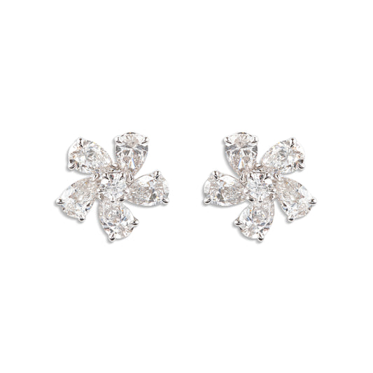 Exquisite Flower Shaped Diamond Earrings