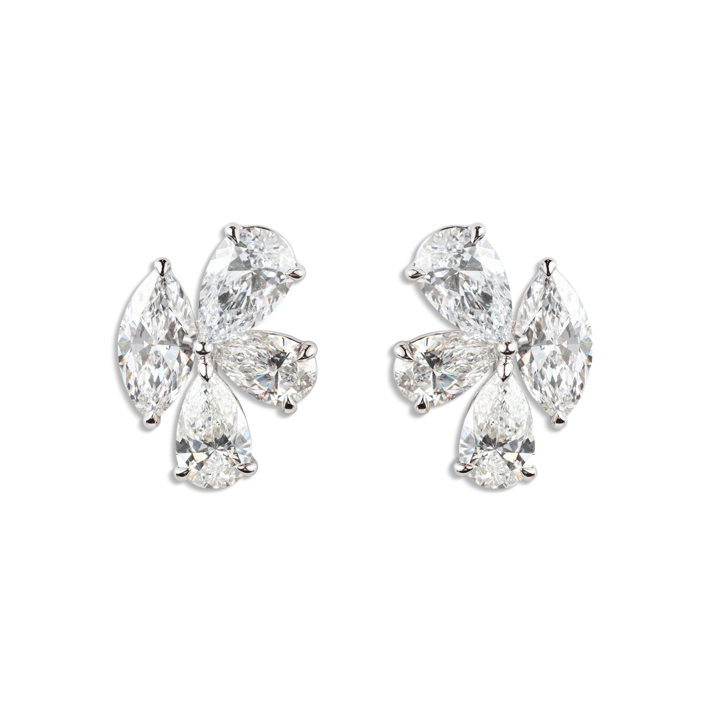 Dazzling Diamond Earrings: 3 Pear, 1 Marquise