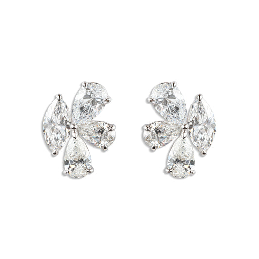 Dazzling Diamond Earrings: 3 Pear, 1 Marquise