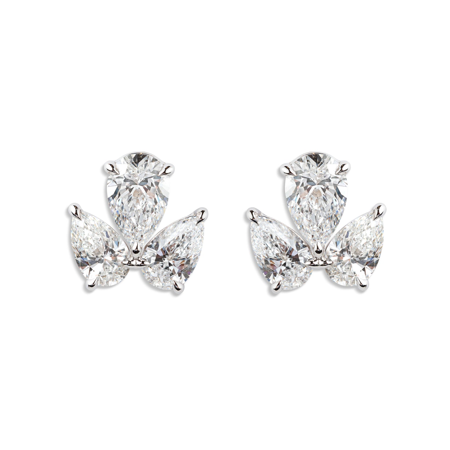 Elegant Three Pear-Shaped Diamond Earrings