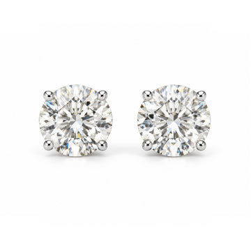 Round Diamond Solitaire Stud Earrings