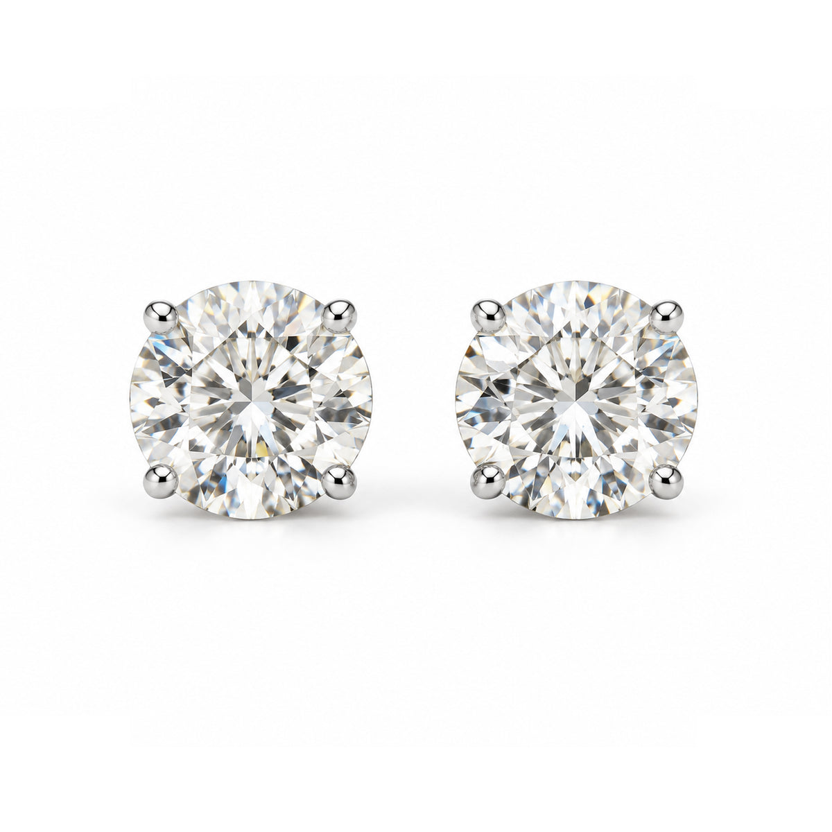 Round Diamond Solitaire Stud Earrings