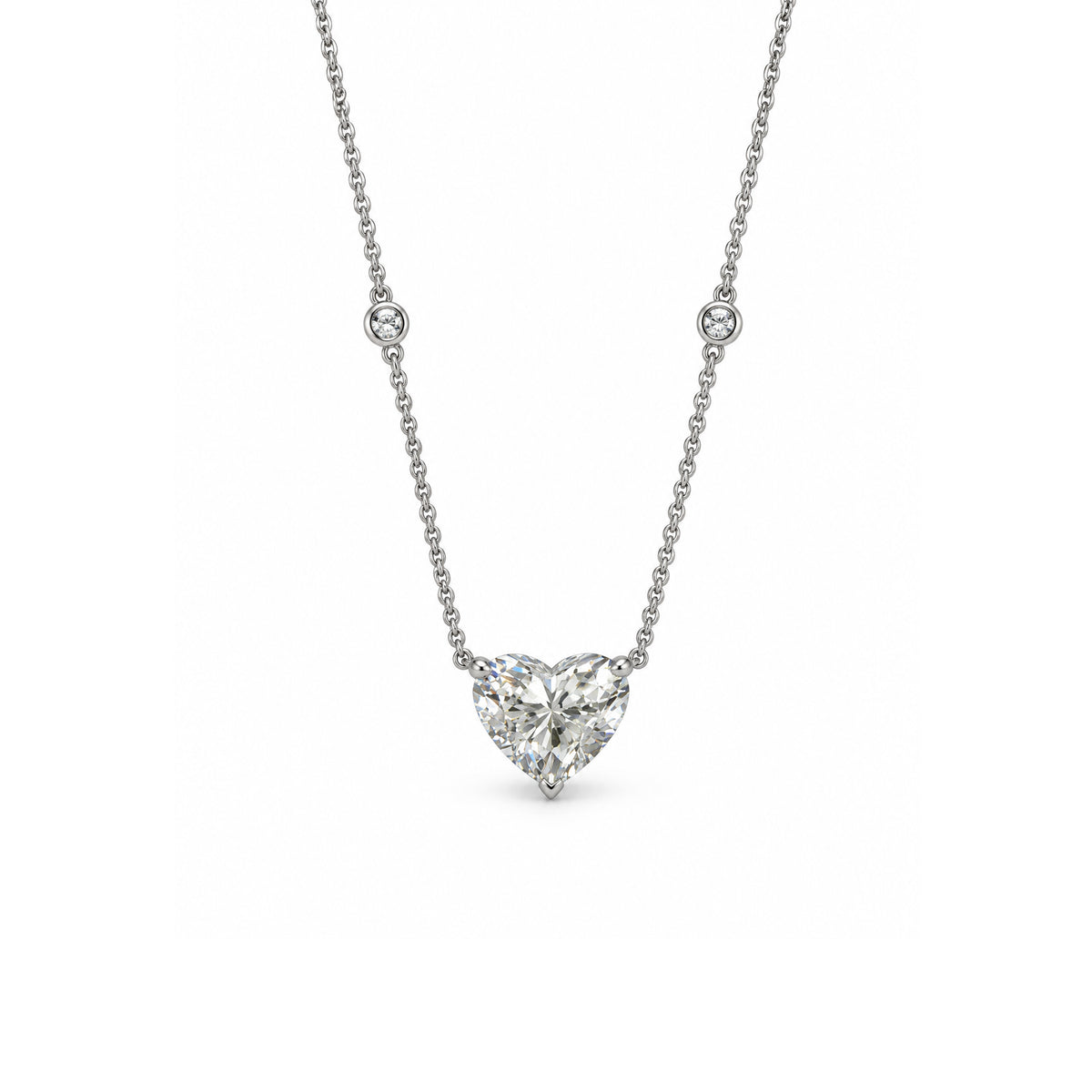 Heart Solitaire Necklace with Bezel-Set Accents
