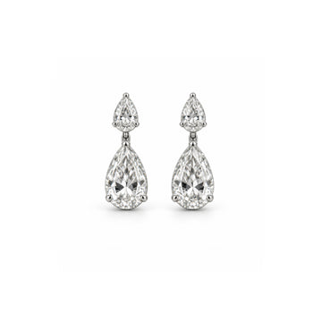 Double Pear-Shaped Diamond Drop Earrings