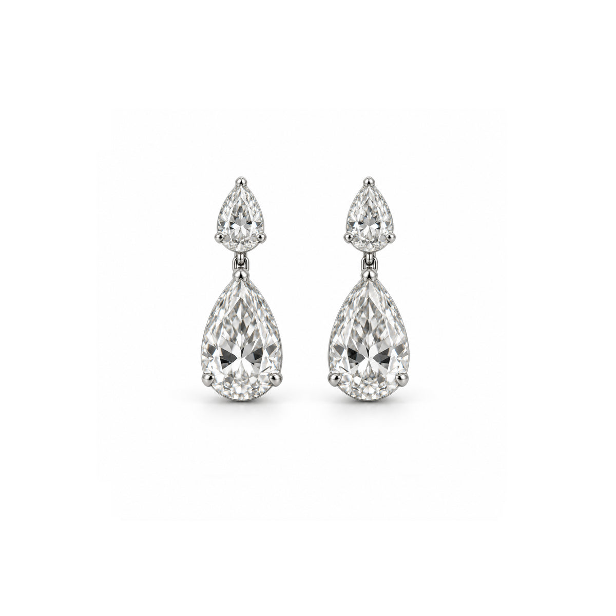 Double Pear-Shaped Diamond Drop Earrings
