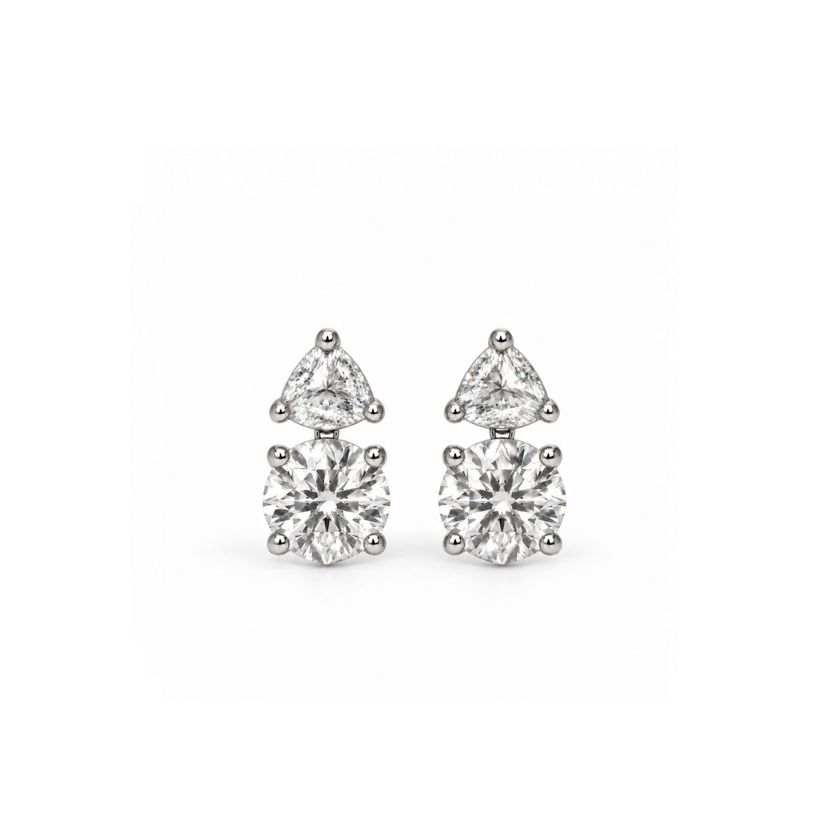 Trillion & Round Diamond Drop Earrings