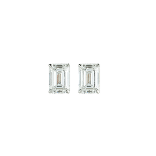 Baguette Solitaire Diamond Studs - ETERNAL JEWEL