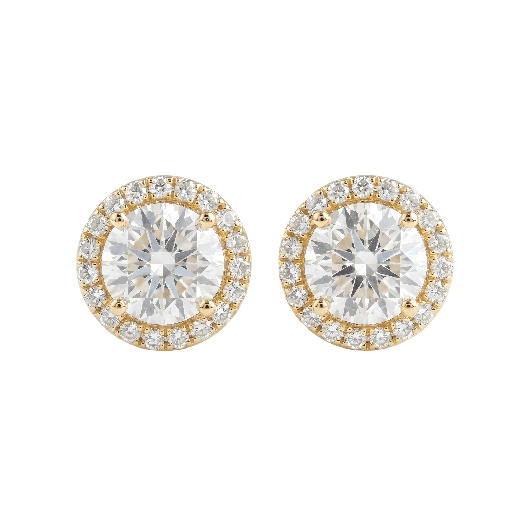 Classic Diamond Halo Earrings – Yellow Gold - ETERNAL JEWEL