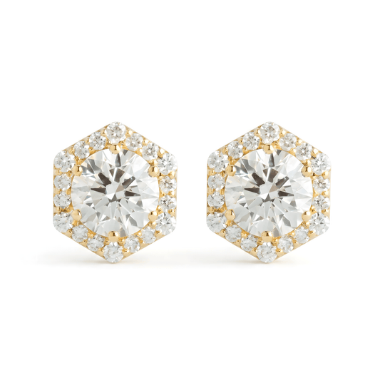 Classic White & Yellow Gold Diamond Studs - ETERNAL JEWEL