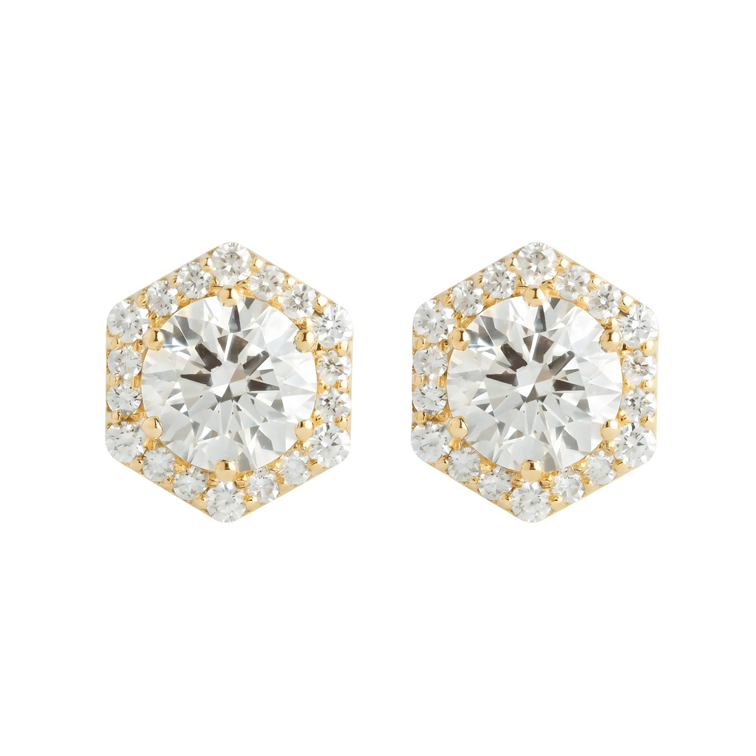 Classic White & Yellow Gold Diamond Studs - ETERNAL JEWEL