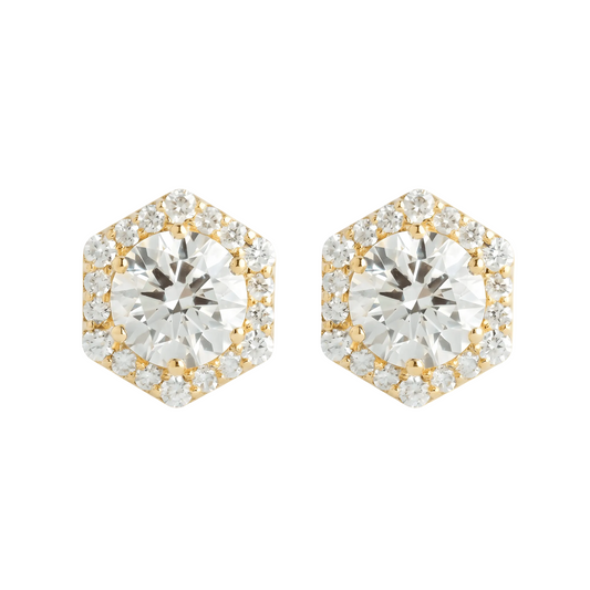 Classic White & Yellow Gold Diamond Studs - ETERNAL JEWEL