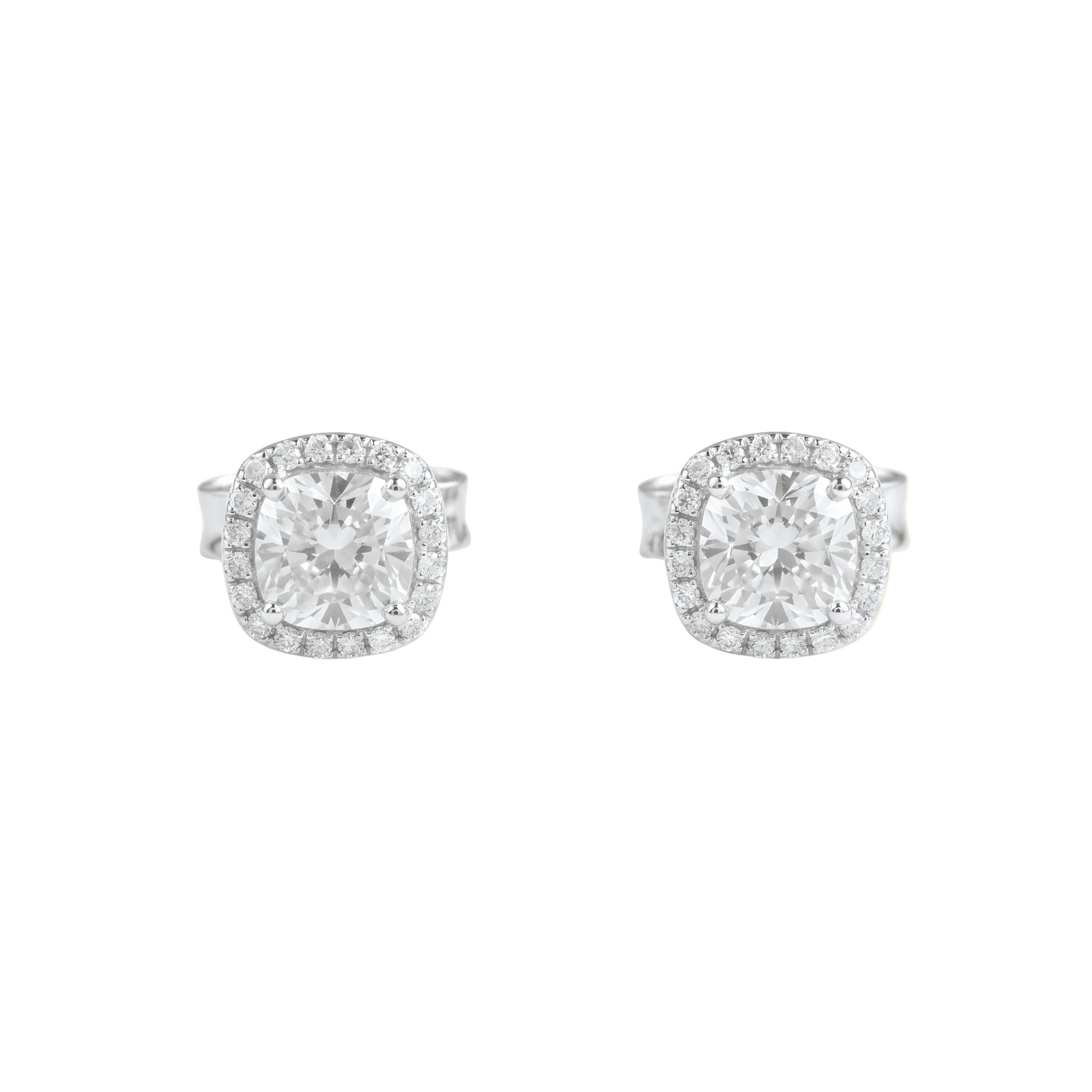 Cushion Halo Diamond Stud Earring in White Gold - ETERNAL JEWEL