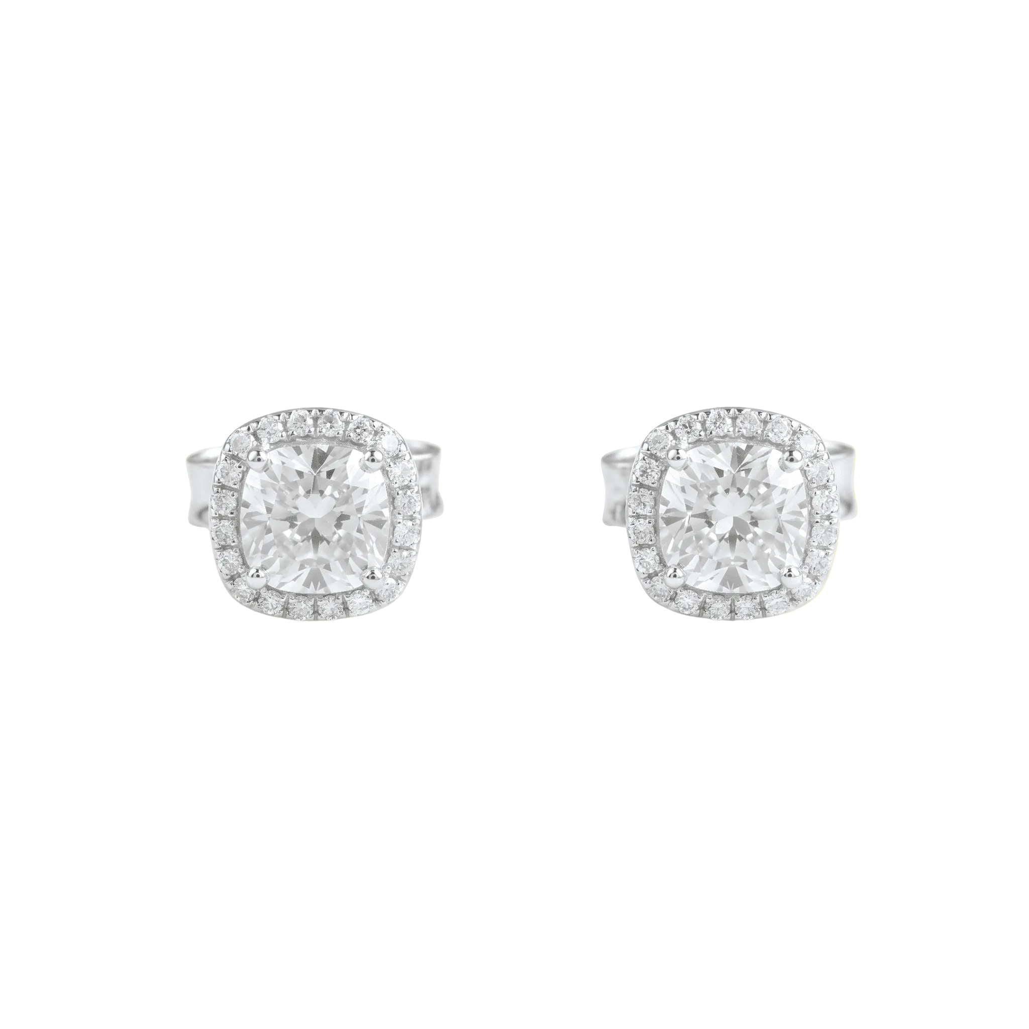 Cushion Halo Diamond Stud Earring in White Gold - ETERNAL JEWEL