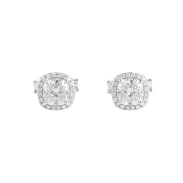 Cushion Halo Diamond Stud Earring in White Gold - ETERNAL JEWEL
