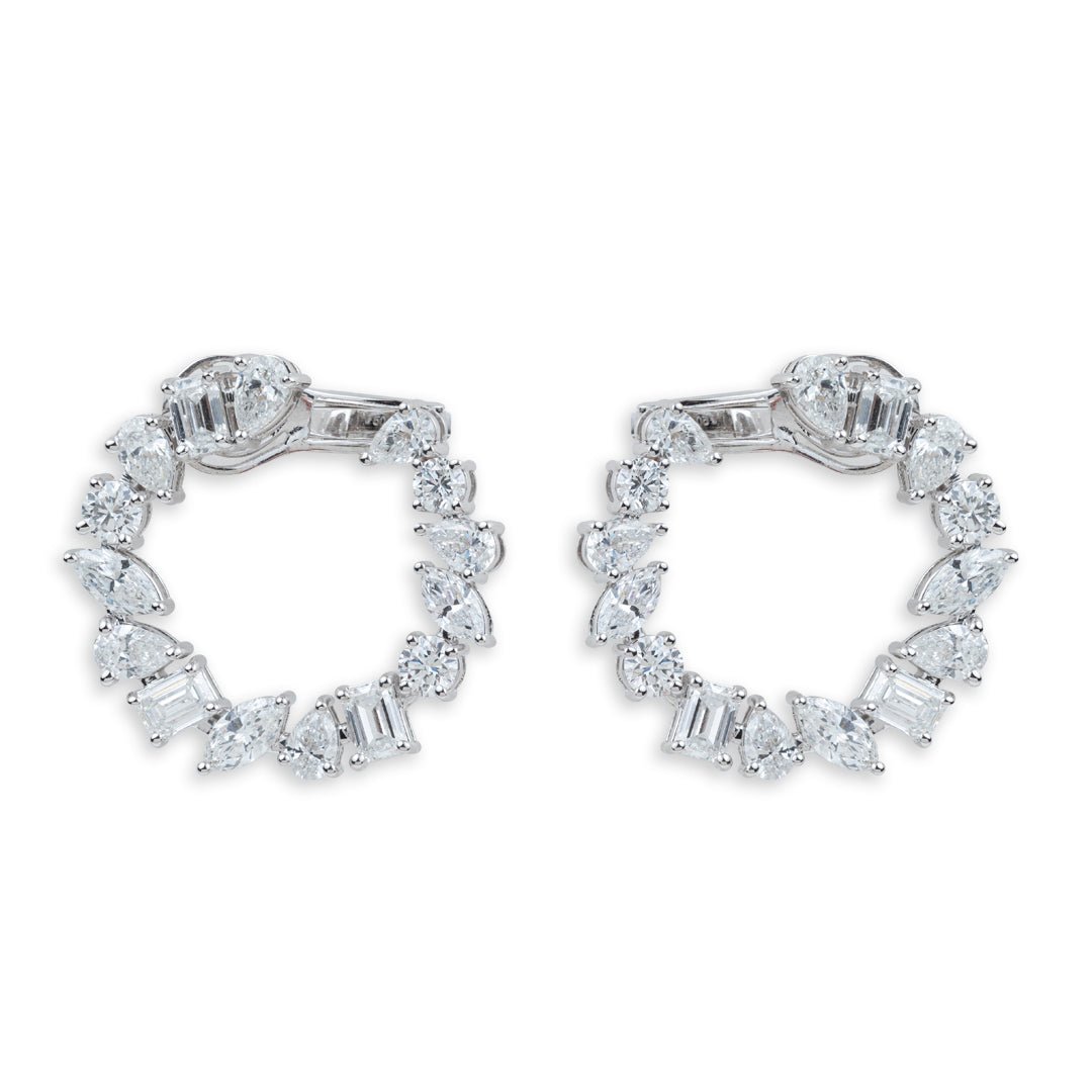 Multi - Cut Diamond Hoop Earrings - ETERNAL JEWEL