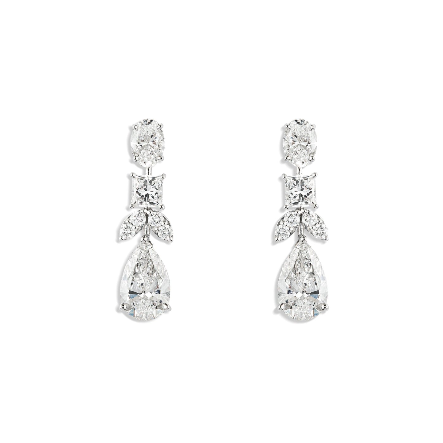 Diamond Drop Earrings (Oval+ Pear) - ETERNAL JEWEL