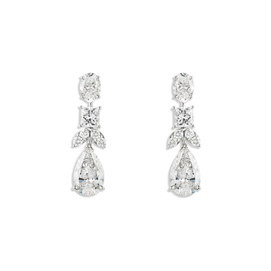 Diamond Drop Earrings (Oval+ Pear) - ETERNAL JEWEL