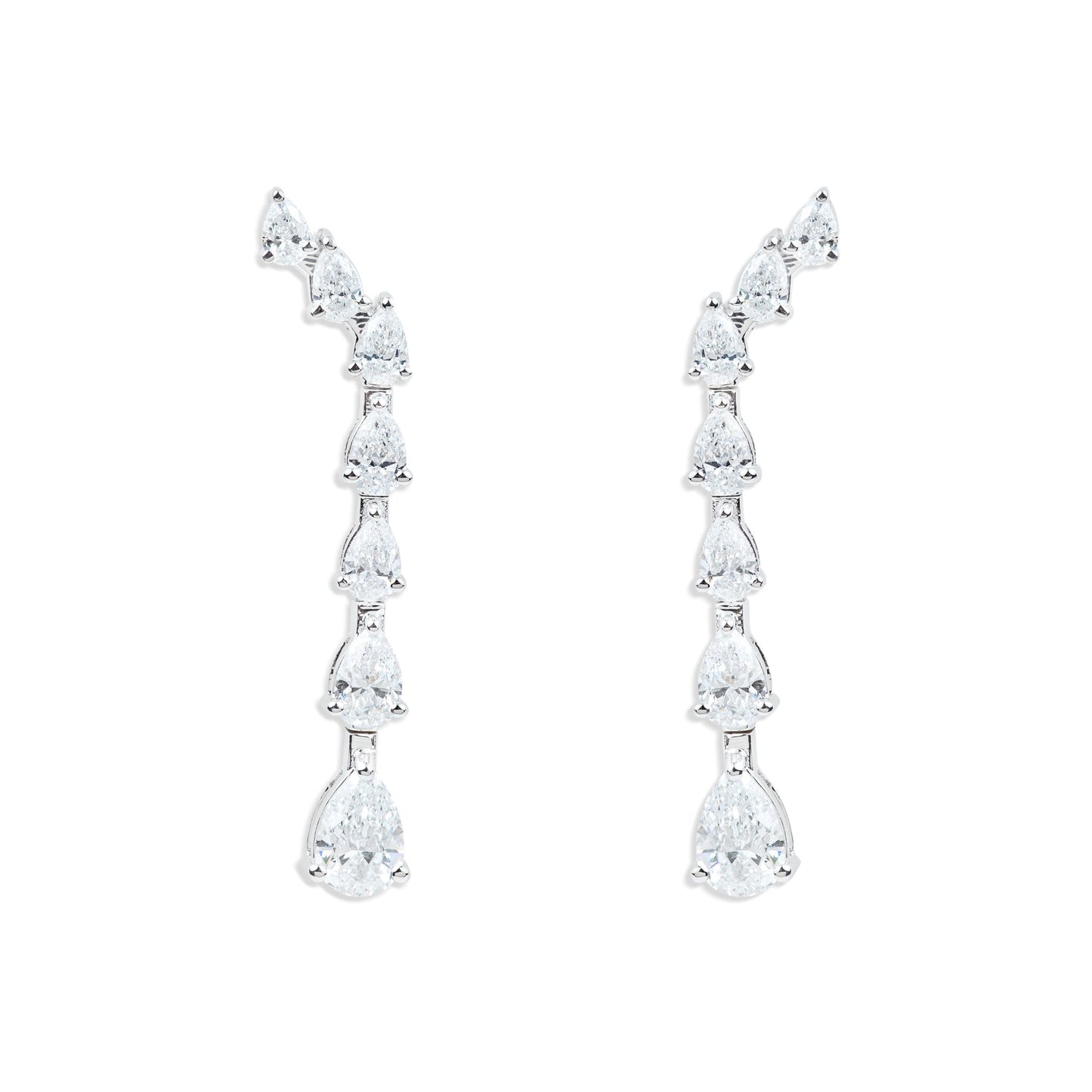 Diamond Earrings: Pear - Shaped Twists and Falls - ETERNAL JEWEL