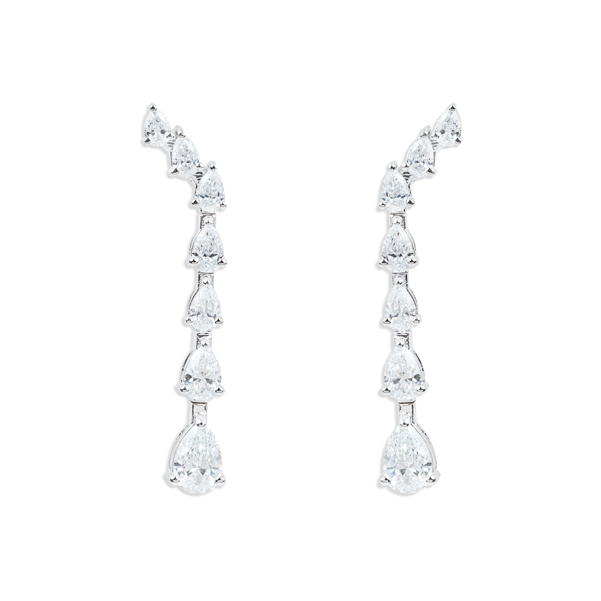 Diamond Earrings: Pear - Shaped Twists and Falls - ETERNAL JEWEL