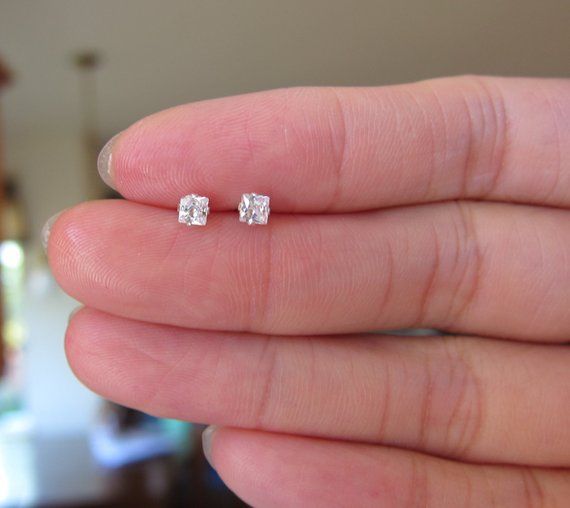 Diamond Earrings (Square cut Stud) - ETERNAL JEWEL