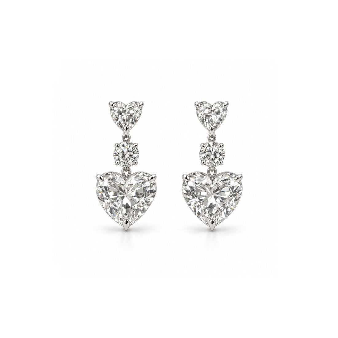 Double Heart Drop Earrings - ETERNAL JEWEL