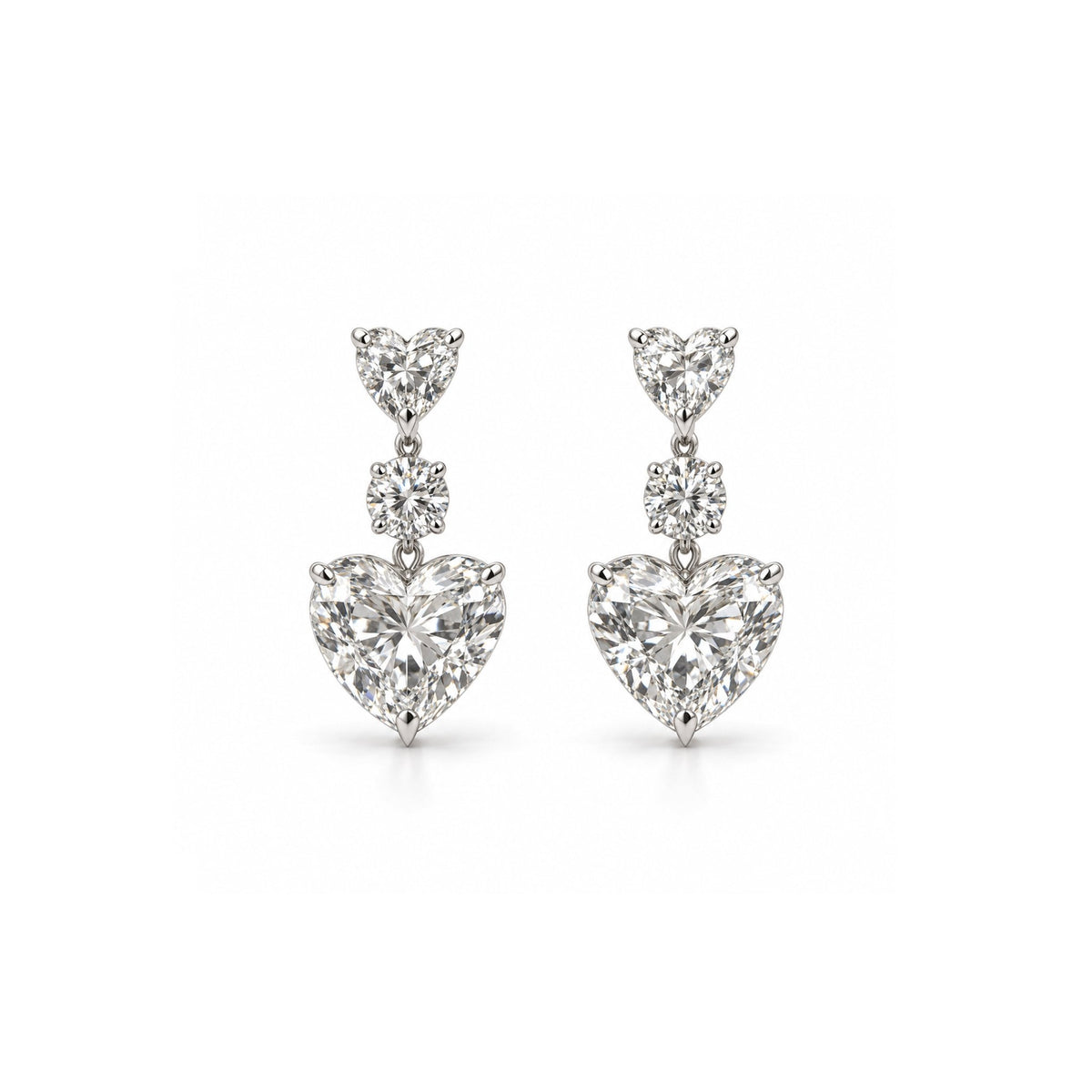 Double Heart Drop Earrings - ETERNAL JEWEL
