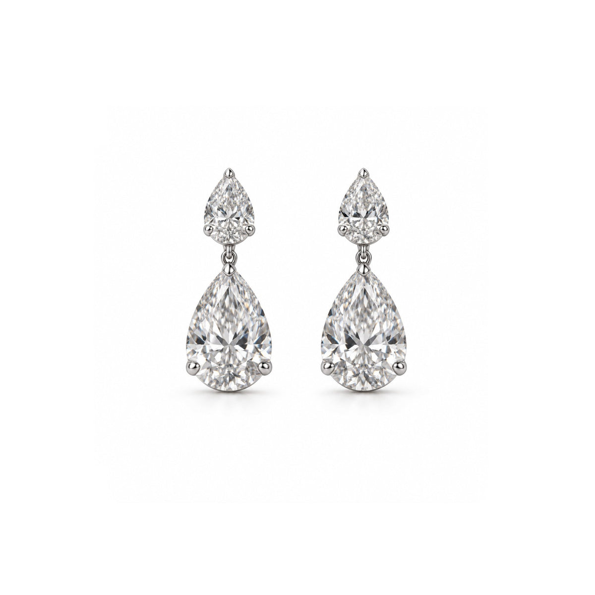 Double Pear-Cut Drop Diamond Earrings - ETERNAL JEWEL