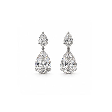 Double Pear-Cut Drop Diamond Earrings - ETERNAL JEWEL