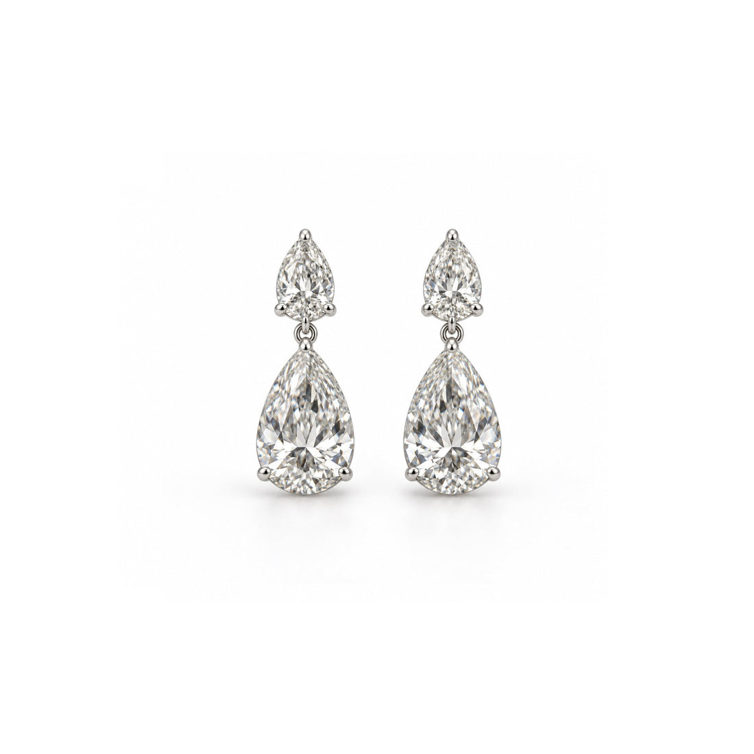 Double Pear-Shaped Diamond Drop Earrings - ETERNAL JEWEL