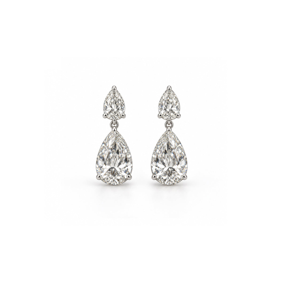 Double Pear-Shaped Diamond Drop Earrings - ETERNAL JEWEL