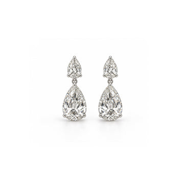 Double Pear-Shaped Diamond Drop Earrings - ETERNAL JEWEL