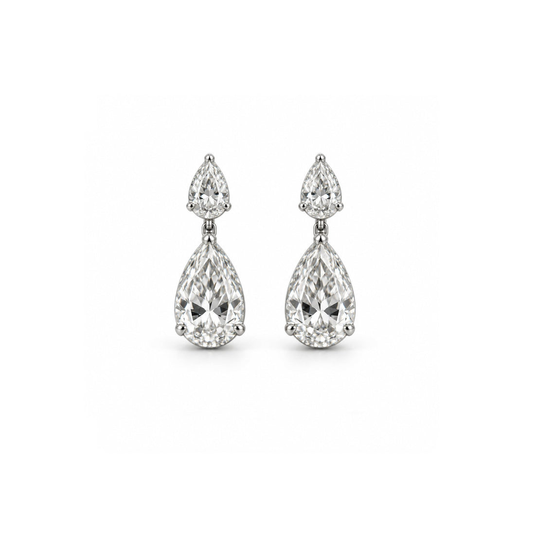 Double Pear-Shaped Diamond Drop Earrings - ETERNAL JEWEL