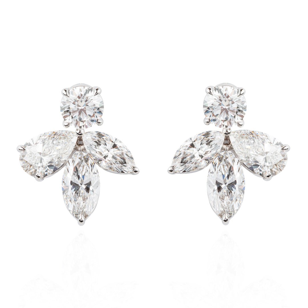 Elevate your style with our Diamond Earrings featuring marquise and round diamonds for a timeless and sophisticated look. - ETERNAL JEWEL