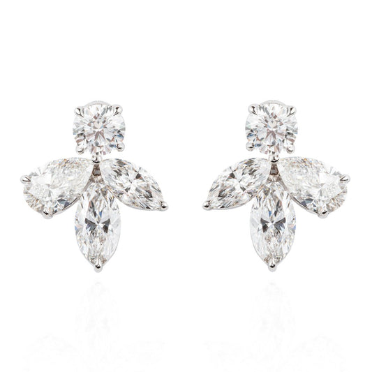 Elevate your style with our Diamond Earrings featuring marquise and round diamonds for a timeless and sophisticated look. - ETERNAL JEWEL