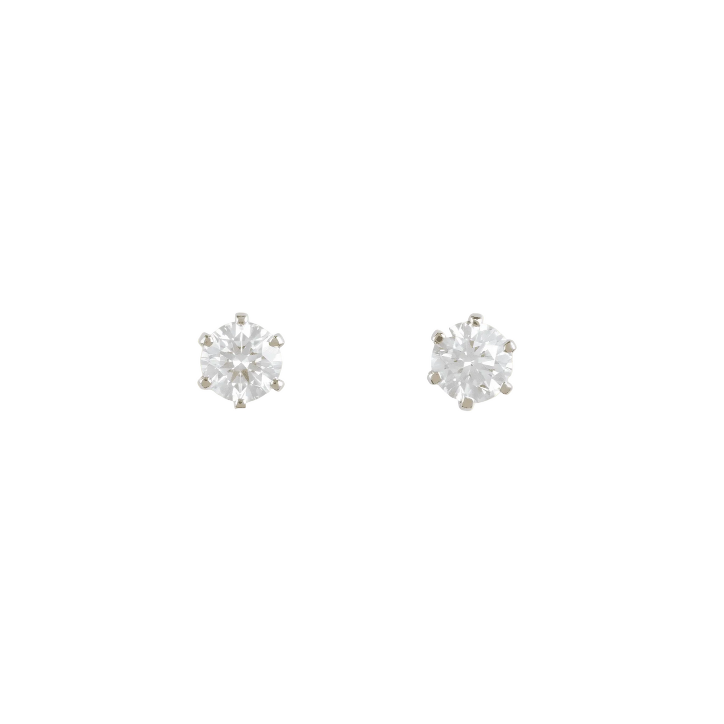 Everyday Luxury Round Diamond Six - Prong Studs in Yellow Gold - ETERNAL JEWEL