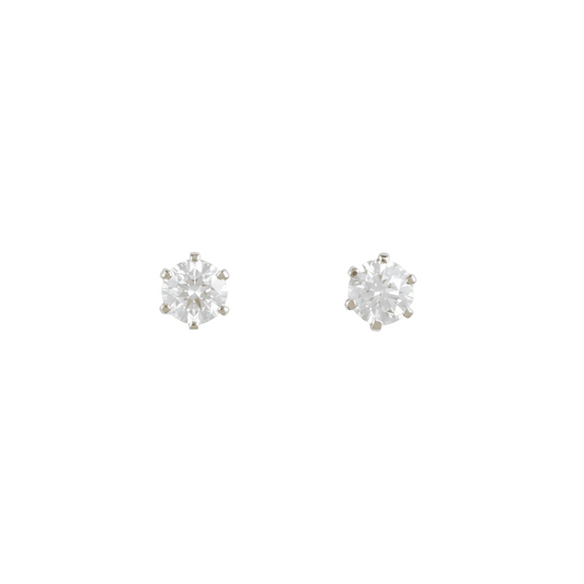 Everyday Luxury Round Diamond Six - Prong Studs in Yellow Gold - ETERNAL JEWEL