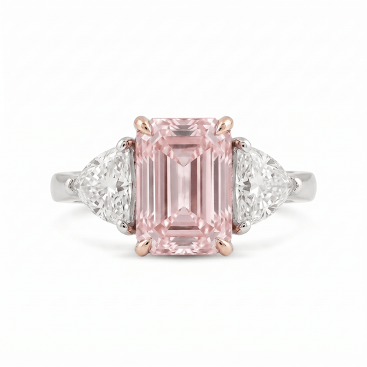 Fancy Pink Three - Stone Engagement Ring - ETERNAL JEWEL