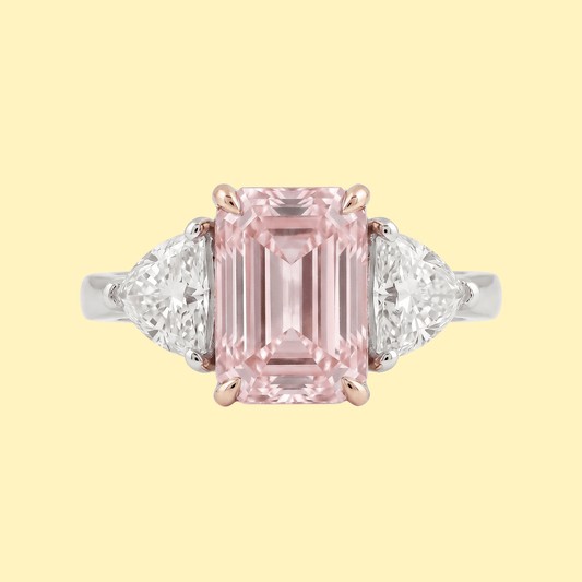 Fancy Pink Three - Stone Engagement Ring - ETERNAL JEWEL