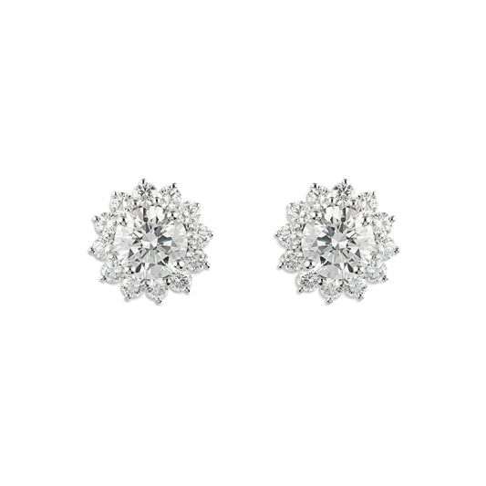 Flower Shape Gold & Diamond Earrings - ETERNAL JEWEL