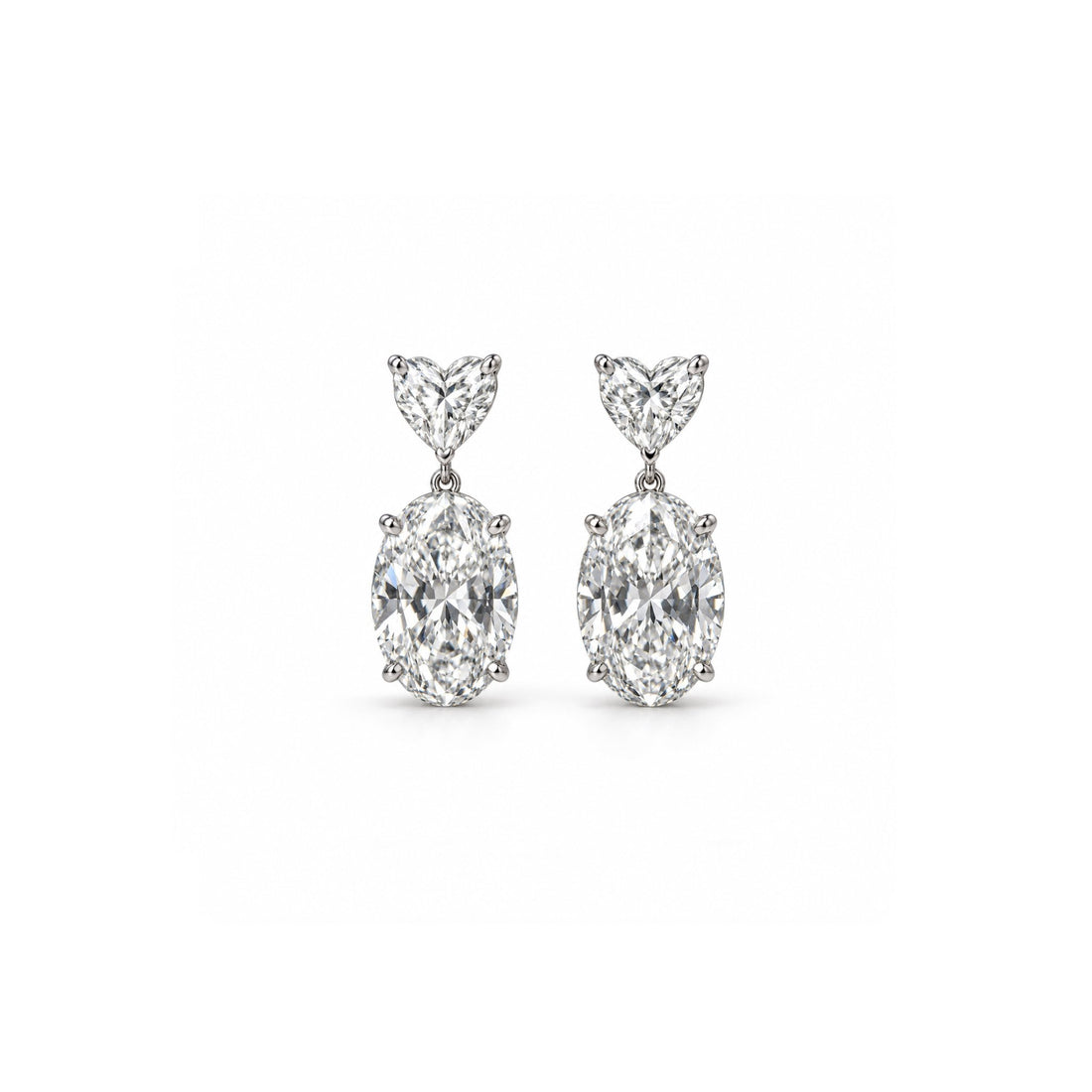 Heart & Oval-Cut Drop Diamond Earrings - ETERNAL JEWEL