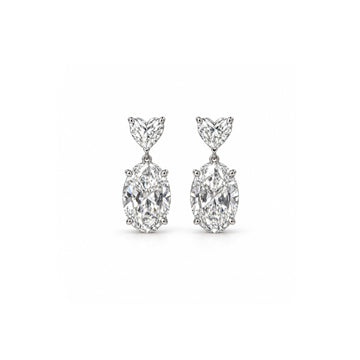 Heart & Oval-Cut Drop Diamond Earrings - ETERNAL JEWEL