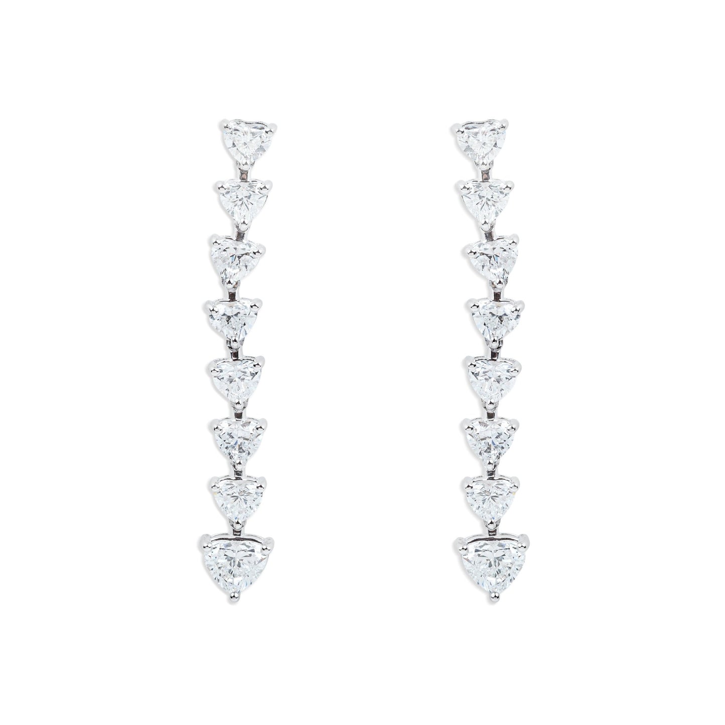 Heart - Shaped Diamond Drop Earrings - ETERNAL JEWEL