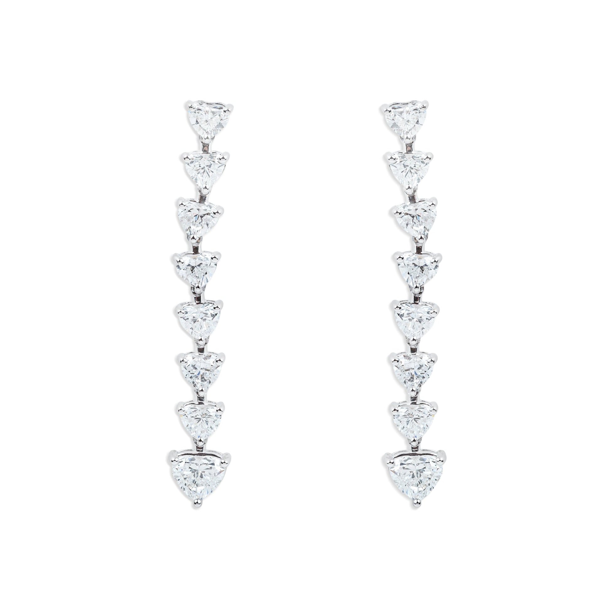 Heart - Shaped Diamond Drop Earrings - ETERNAL JEWEL