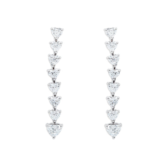 Heart - Shaped Diamond Drop Earrings - ETERNAL JEWEL