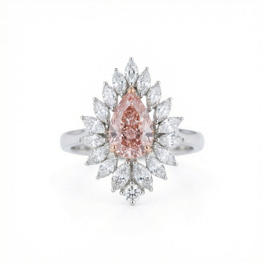 Imperial Pink Pear Diamond Ring - ETERNAL JEWEL