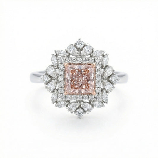 Imperial Pink Princess Cut Diamond Ring - ETERNAL JEWEL